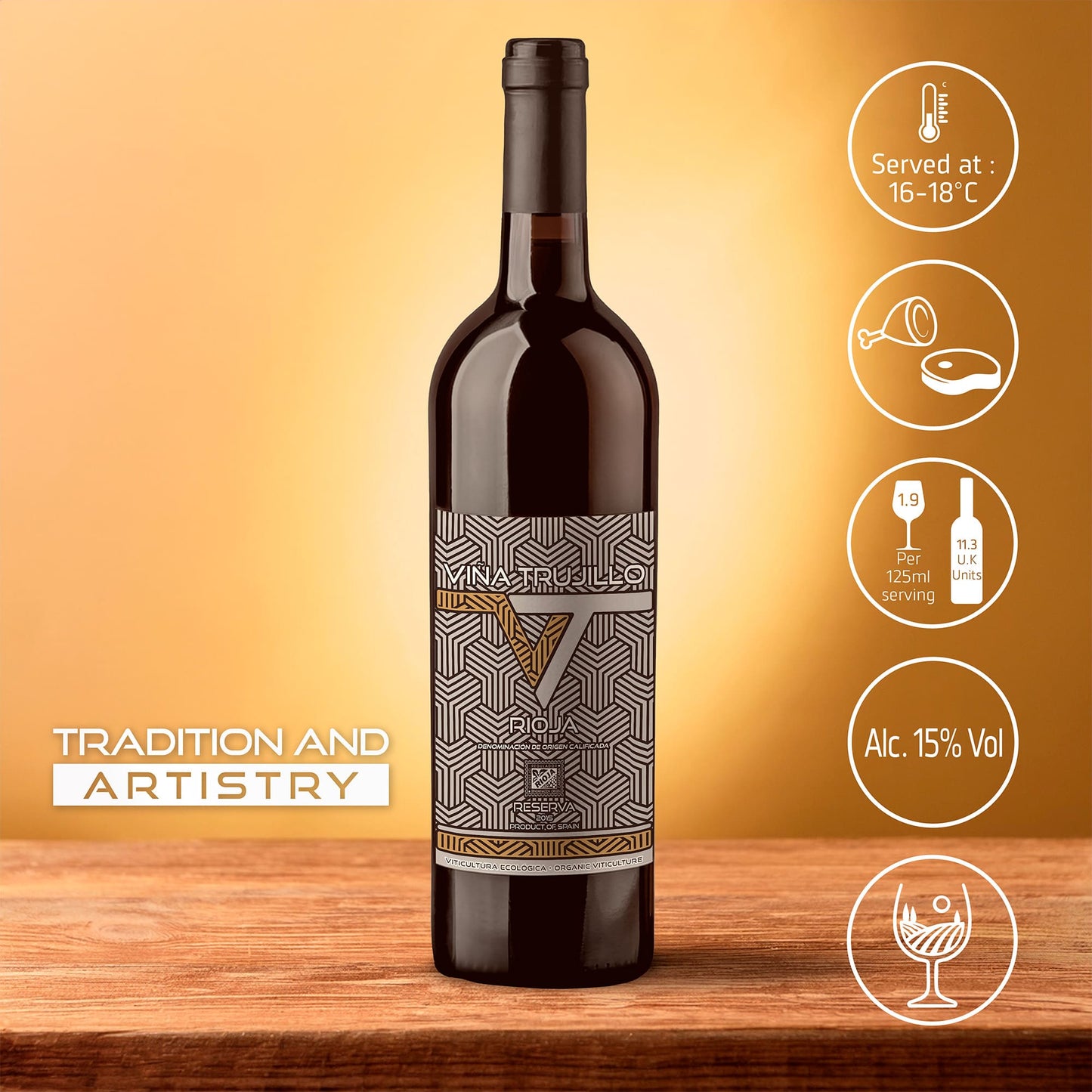 Viña Trujillo Organic Rioja Reserva Red Wine – Pack of 6 x 75 cl Bottles