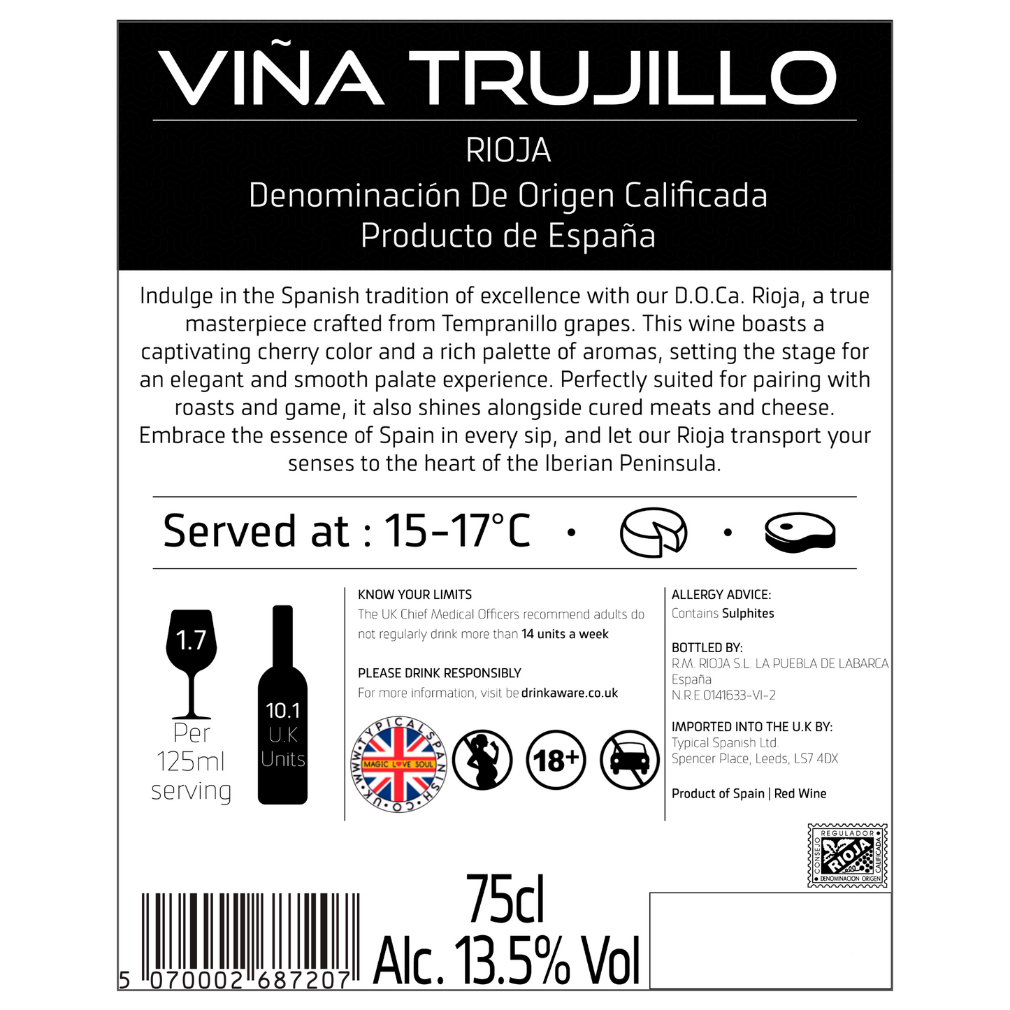 VIÑA TRUJILLO (Rioja) Young Red Wine (Box of 6 Bottles of 75 cl)