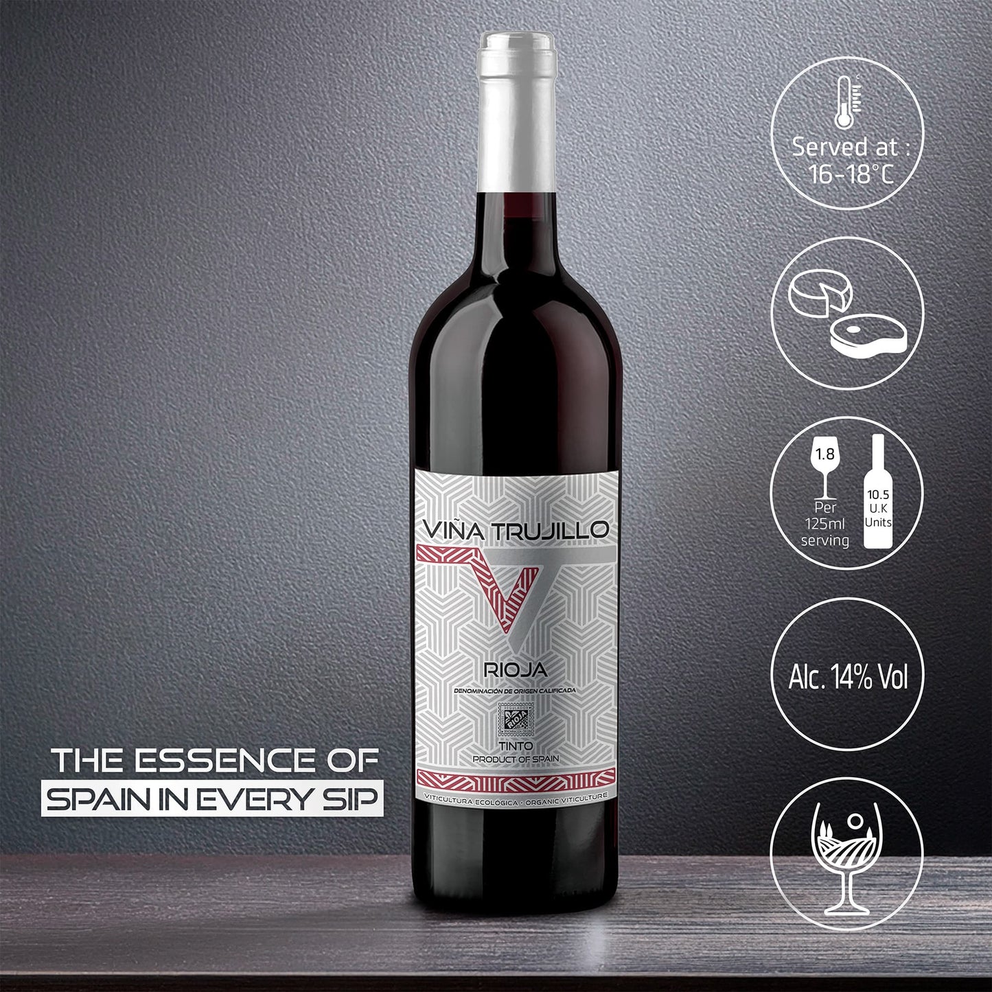 Viña Trujillo Organic Rioja Young Red Wine – Pack of 6 x 75 cl Bottles