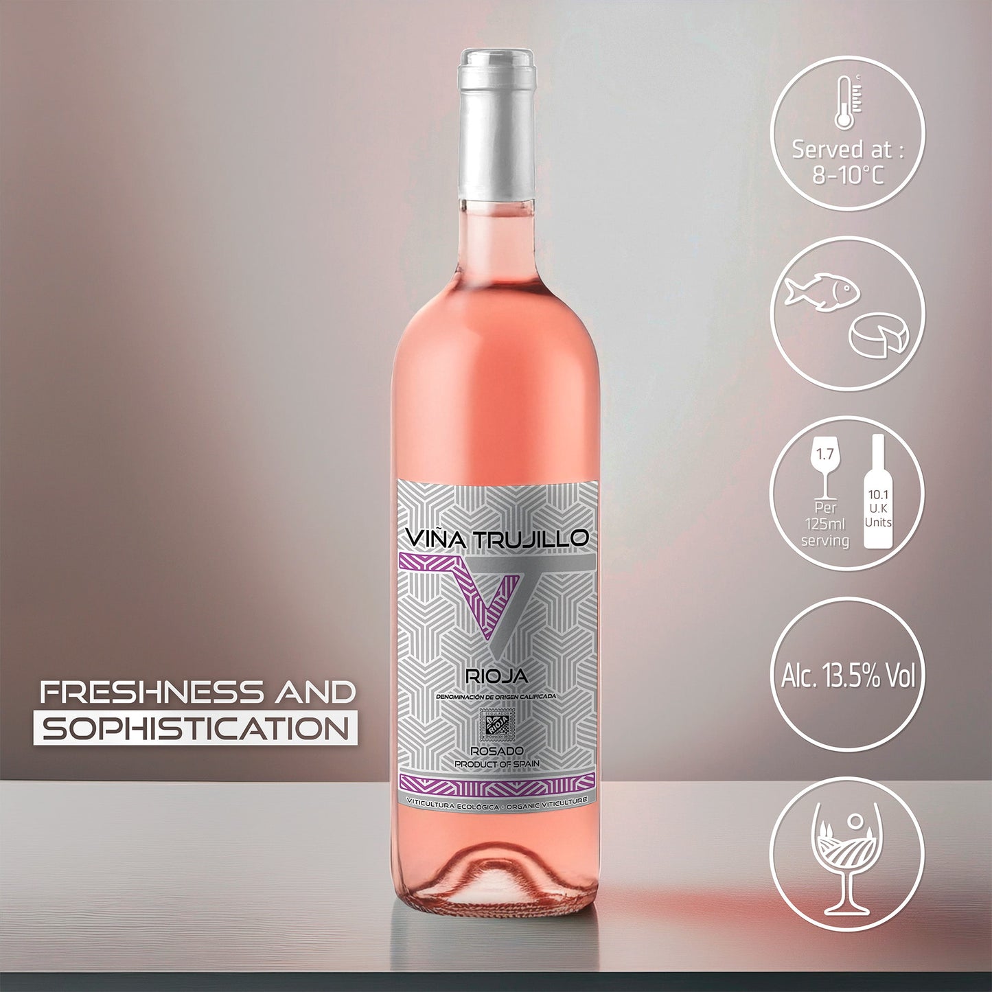 Viña Trujillo Organic Rioja Rosé Wine – Pack of 6 x 75 cl Bottles